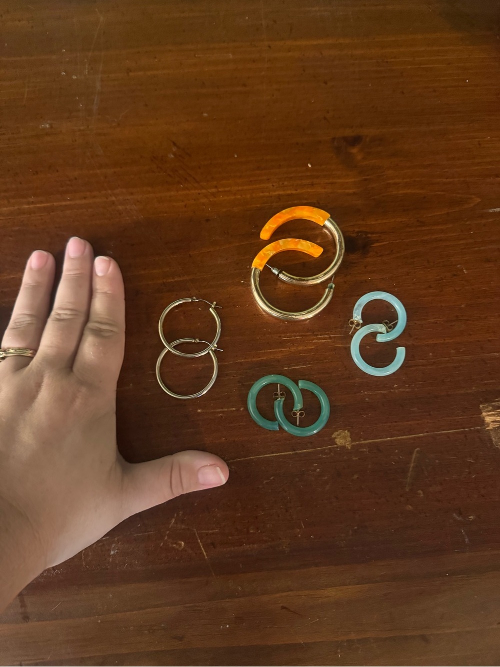 Mixed Women's Hoop Earring Set - Gold, Orange, Teal, Light Blue